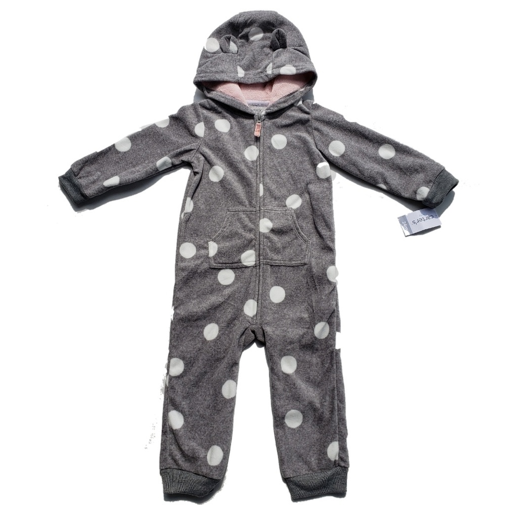 Carters Bunting Size 24 Months Gray Polka Dot Hood